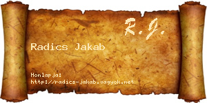 Radics Jakab névjegykártya
